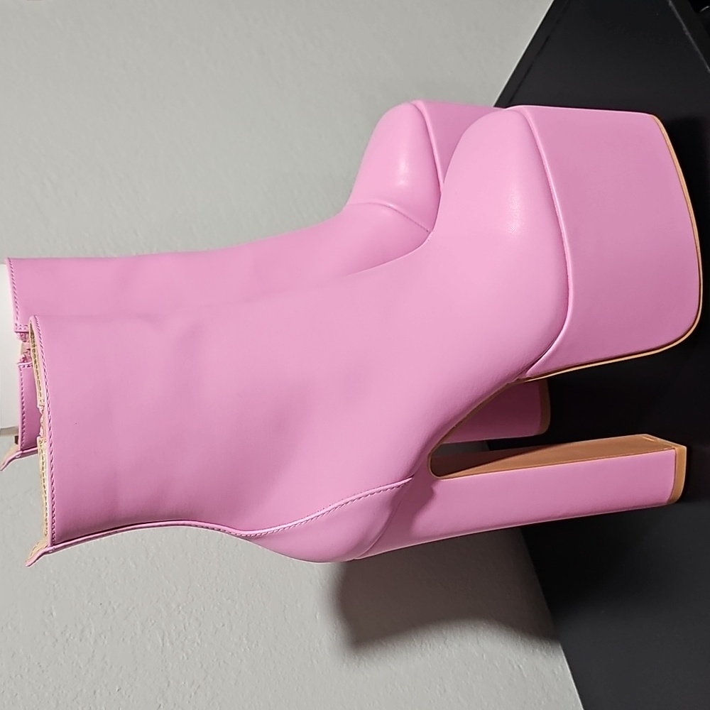 NWOT Pink Platform Ankle Boots